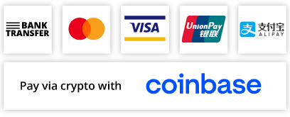 Payment logos by slope transfer, Visa, Mastercard, Coninbase, WeChat and AliPay