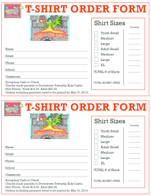 Tshirt order formulare template pdf - T-shirt rank form t-shirt order guss - cbsd