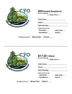 Shirt order form - cyo camp hooded sportswear form