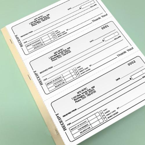 4 Part Receipt Book - Carbonless, Custom Imprinted, Personalized