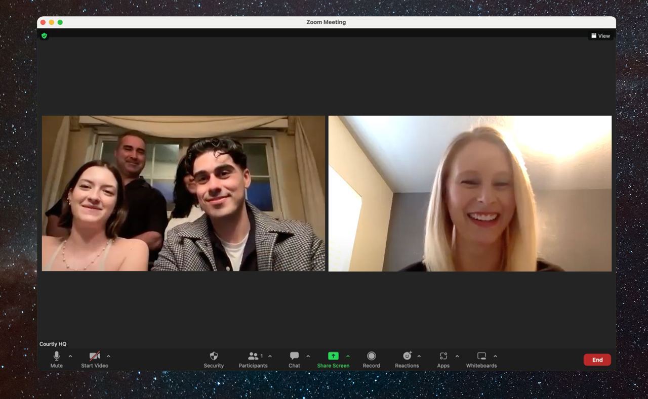 couple getting married remotely with a licensed officiant via zoom