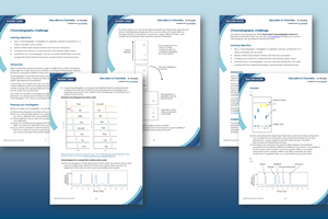Composition image showing trailer of the Chromatography pro student worksheet and teacher notes on a blue setting