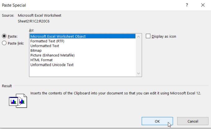 How to Insert an Excel Questionary into a Word Doc image 7