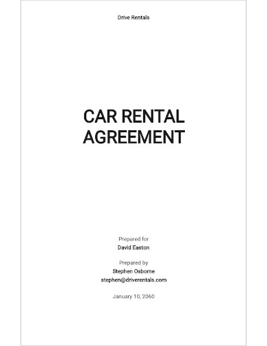 Simple Cars Rental Agreement